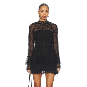 NWT More to Come long sleeve lace mini dress size medium black